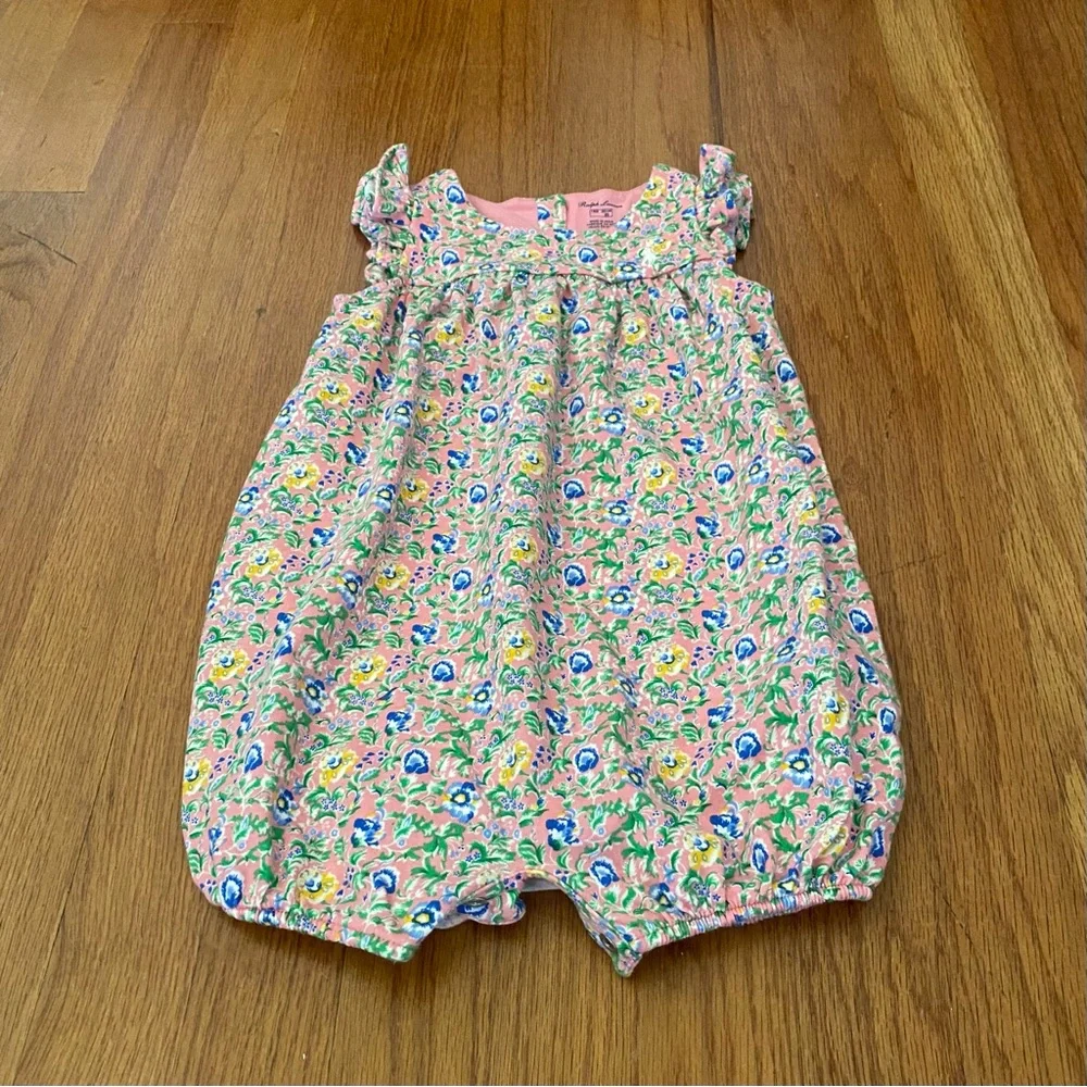 Ralph Lauren Pink Floral Cotton One Piece